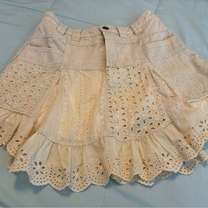 Cream Eyelet Lace Women's Skirt